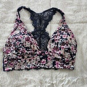 Maurices Floral Lace Bralette - Blue and Pink Size XSmall